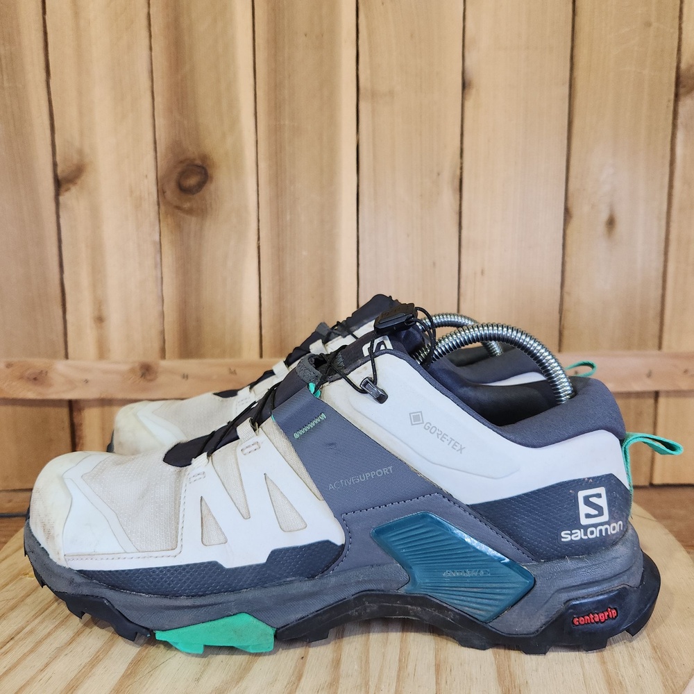 Salomon X Ultra 4 GTX Shoes Womens 10 White Gray Gore-Tex Trail Hiking Sneakers